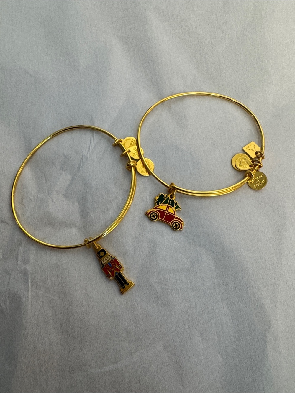 Alex and Ani Holiday Charm Bracelets with Nutcracker and Festive Car Charms